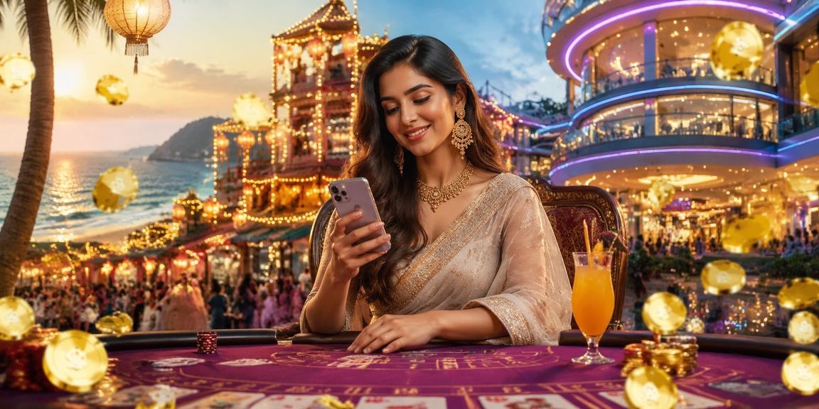 Player enjoying VIP baccarat gaming with neon lights in India