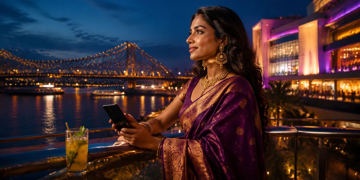 Luxury night river view near Howrah Bridge Kolkata